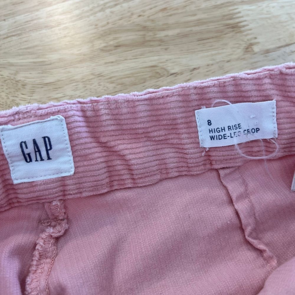 Gap High Rise Wide Leg Crop Corduroy Pants Size 8 Light Pink Stretch *Hemmed - Picture 6 of 12